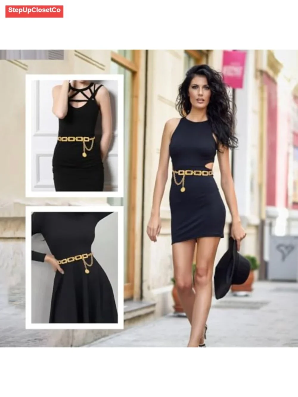 Women's Chunky Gold Waist Chain Belt - Adjustable Lobster Clasp Fashion Body